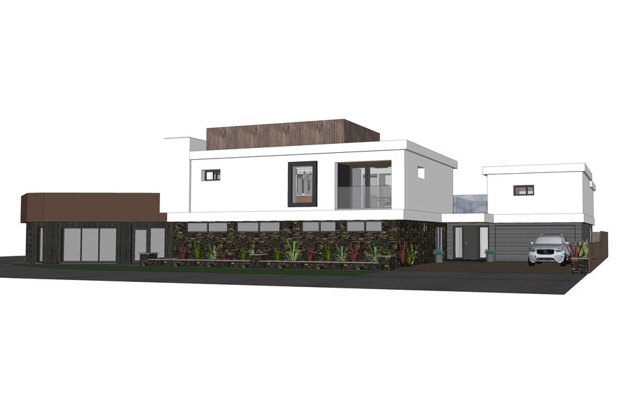 Street elevation of the consented contemporary scheme